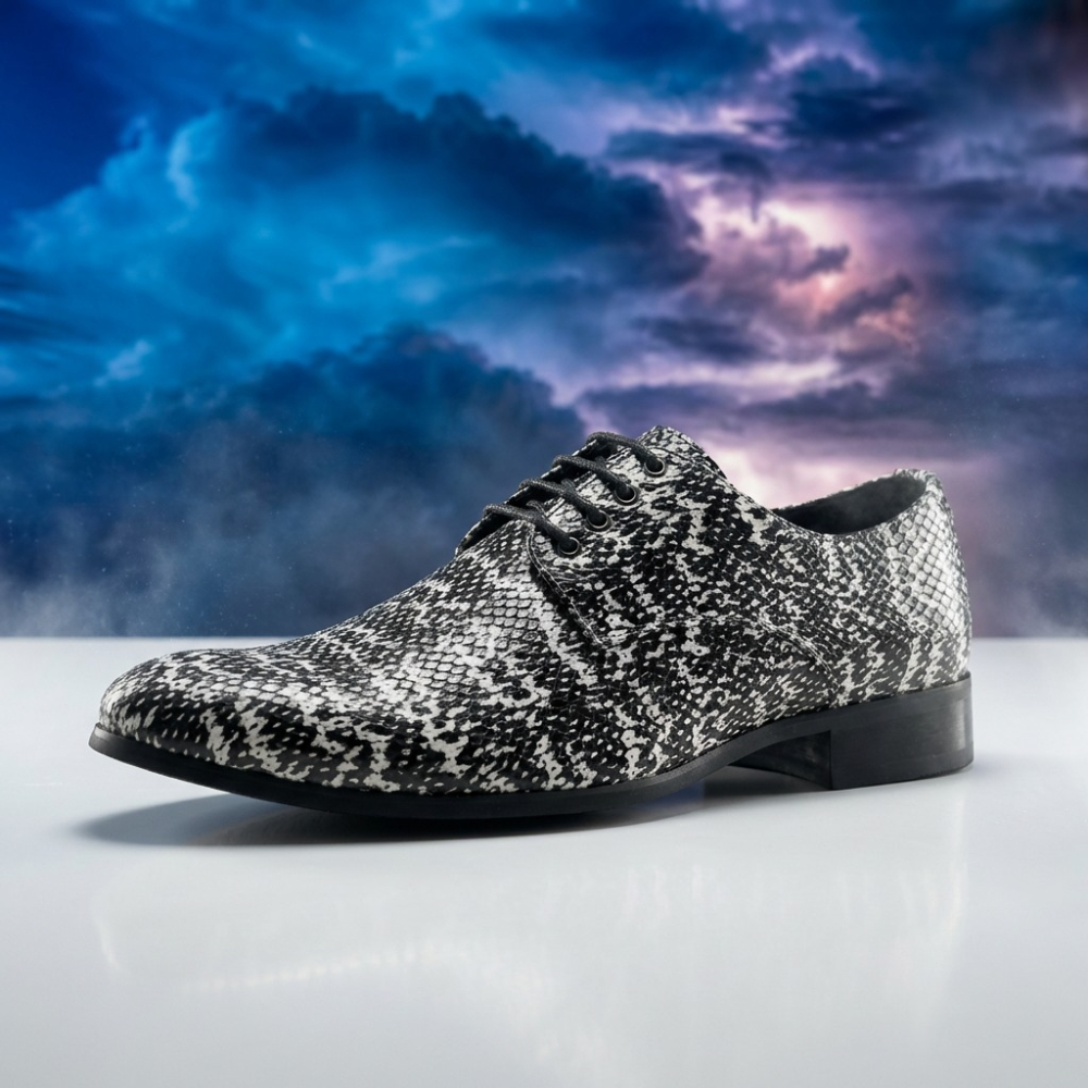 Python Storm | Schwarz-Weiße Schlangenprint Schuhe | Lureaux